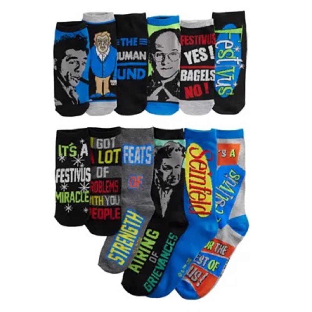 NWT Mens 12 Days of Seinfeld Socks Christmas Advent Calendar Crew Socks Gift Set